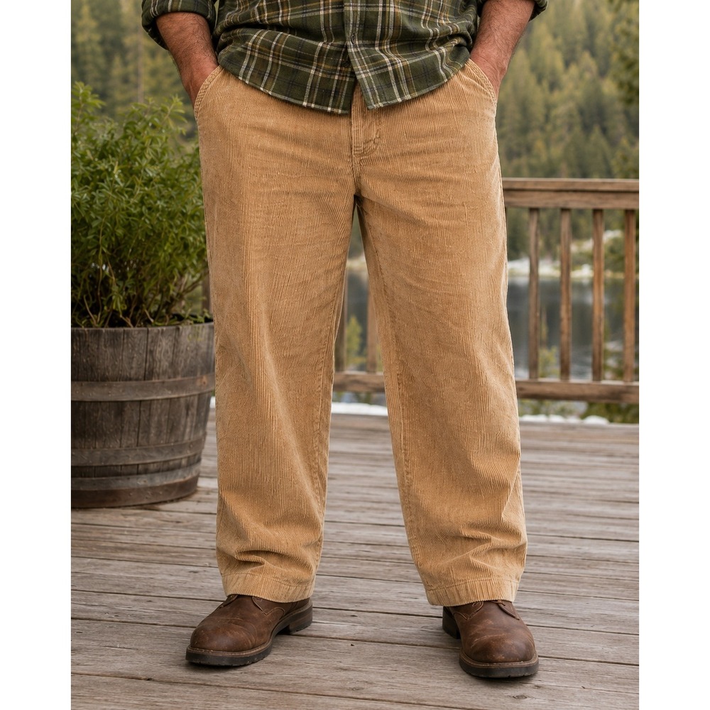 Orvis Corduroy Pants 40x25.5 Tan Wide Wale Straight Leg Trousers Casual Rugged
